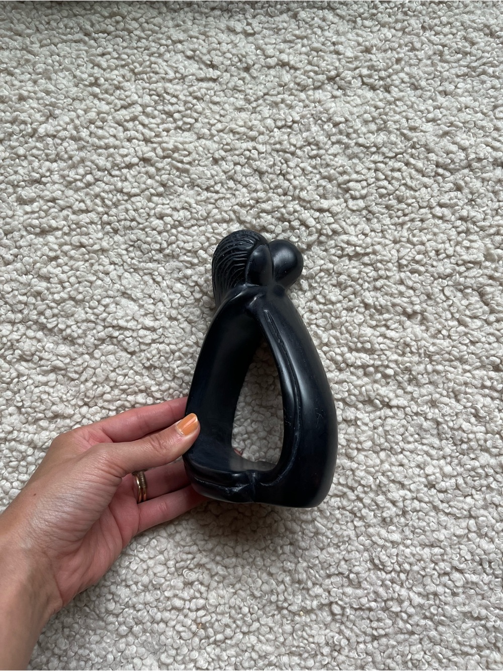 Minimalist Human Hug Black Onyx Stone Sculpture